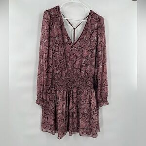 1.State boho tiered long sleeve dress size L purple